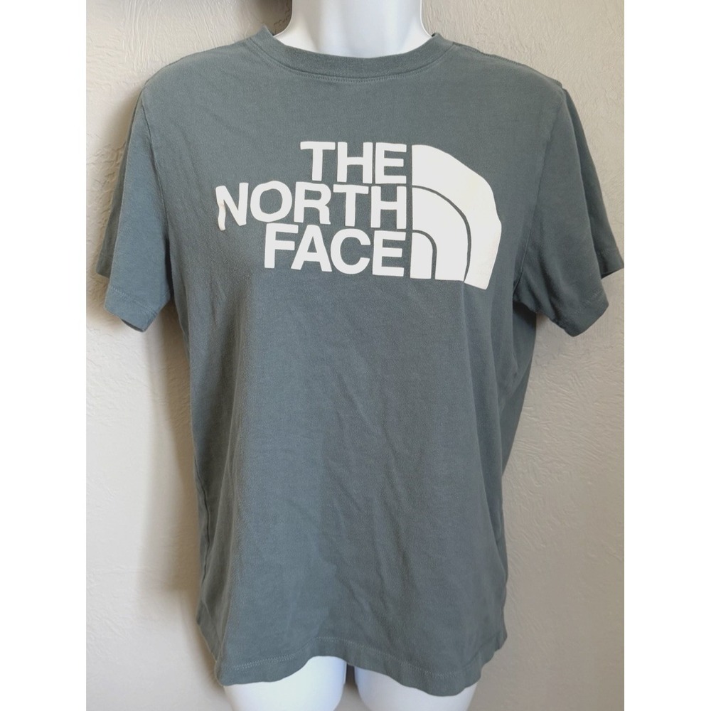The North Face T-Shirt‎ Womens Size Small Green Short‑Sleeve White Graphic Logo